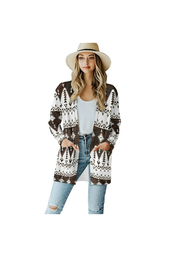 Aztec Tribal Women's Cardigan Jacket Lightweight Graphic Sweaters for Women Size S Long Sleeve Fall Cardigan for Women Trendy Comfortable Sweatshirt Cardigan