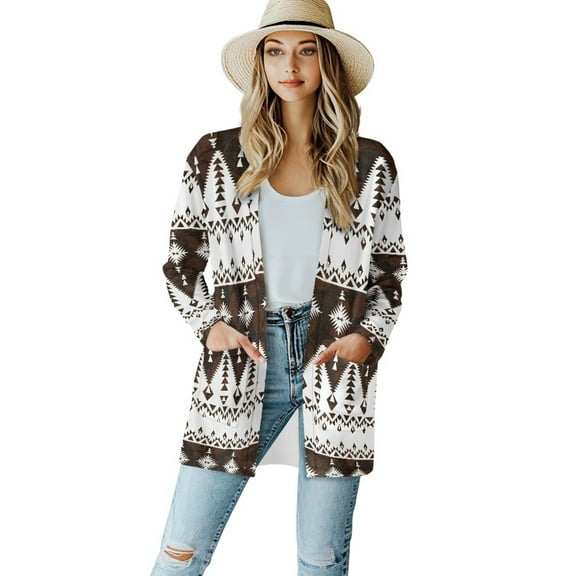 SCRAWLGOD Aztec Tribal Women's Cardigan Jacket Lightweight Graphic Sweaters for Women Size S Long Sleeve Fall Cardigan for Women Trendy Comfortable Sweatshirt Cardigan