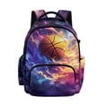 thumbnail image 1 of SCRAWLGOD Basketball Starry Sky Print School Backpack with Adjustable Padded Strap, 17 Inch 600D Polyester Backpack, Lightweight Multi-Pocket Portable Daypack, 1 of 7