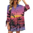 thumbnail image 1 of SCRAWLGOD Beach Women 3/4 Sleeve Cardigan Shirt Palm Tree T Shirt Cardigan for Women Size XS Casual Open Front Cardigan for Women Plus Size Women's Clothing, 1 of 7