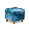 thumbnail image 1 of SCRAWLGOD Blue Marble Print Ottoman Cover Stretch Ottoman Slipcover Square, Polyester and Spandex Fabric for Square Ottomans, Storage Stool, Universal Footstool Protector, 1 of 7