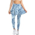 thumbnail image 1 of SCRAWLGOD Blue Tie-Dye Women's Sporty Skirted Leggings Comfortable Elastic Yoga Tennis Leggings with Skirt Moisture-Wicking Comfy Pickleball Skorts Leggings, XXL, 1 of 7