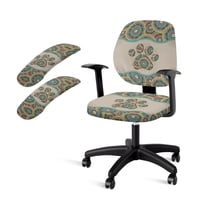 SCRAWLGOD Bohemian Mandala Paw Stretchable Office Chair Slipcover with Armrest Protector 4 PCS Crease Resistant Desk Chair Cover Breathable Comfy Gaming Chair Cover