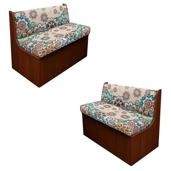 SCRAWLGOD Boho Mandala Flower Print RV Dinette Cushions Covers Washable Anti Scratch RV Booth Cushion Cover Stretch 2 Piece Set RV Dinette Booth Cover