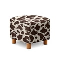 thumbnail image 1 of SCRAWLGOD Brown Beige Cow Print Ottoman Slipcover, Removable Square Slipcover with Elastic Bottom for Footrest Sofa Folding Foot Stool Protection Universal Fit, 1 of 7