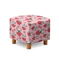thumbnail image 1 of SCRAWLGOD Bulldog Strawberry Heart Print Pink Square Ottoman Cover, Folding Storage Stool Slipcover Washable Furniture Protector with Elastic Bottom, 1 of 7