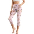 thumbnail image 1 of SCRAWLGOD Butterfly Beige Pink Women's Capri Leggings, Comfy Athletic Yoga Pants Leggings with Pockets, High Waisted Buttery Soft Women's Leggings for Workout, XXL, 1 of 7