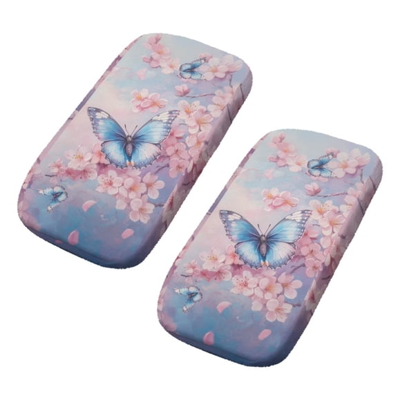 SCRAWLGOD Butterfly Cherry Blossom Print Office Chair Armrest Pads Soft Office Chair Arm Rest Cushion Replacement Breathable Armrest Elbow Pillow for Elbows and Forearms Support Pressure Relief
