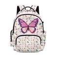 thumbnail image 1 of SCRAWLGOD Butterfly Floral Print Beige Lightweight Backpack for Teens, 17 Inches Portable Casual School Backpack Multi-Pocket Large Knapsack for Kids, Teens, Adults, 1 of 3
