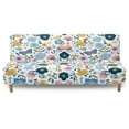 thumbnail image 1 of SCRAWLGOD Butterfly Floral Print Blue White Stretchy Futon Slipcover Armless Futon Bed Cover Machine Washable Furniture Protector Without Armrests with Elastic Bottom for Pets, Dogs, 1 of 7