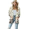 thumbnail image 1 of SCRAWLGOD Butterfly Flower Women's Open Front Cardigan Sweater Jacket for Women Size L Long Sleeve Work Cardigan for Women Office Stretchy Women Fall Outfits, 1 of 7