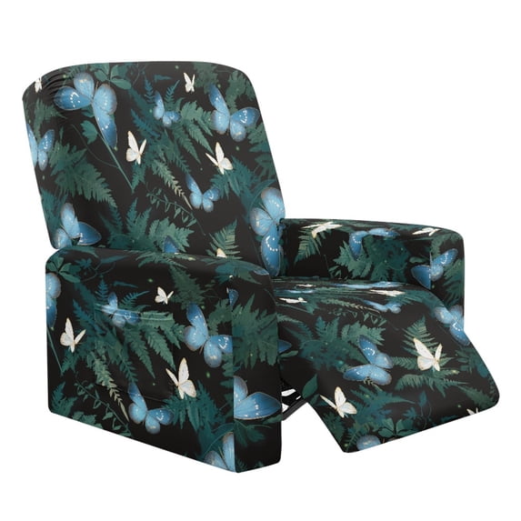 SCRAWLGOD Butterfly Leaf Print Recliner Covers 4 Pieces Recliner Slipcovers Furniture Protector Dog Couch Recliner Cover with Pocket Washable Reclining Chair Protector for Pets