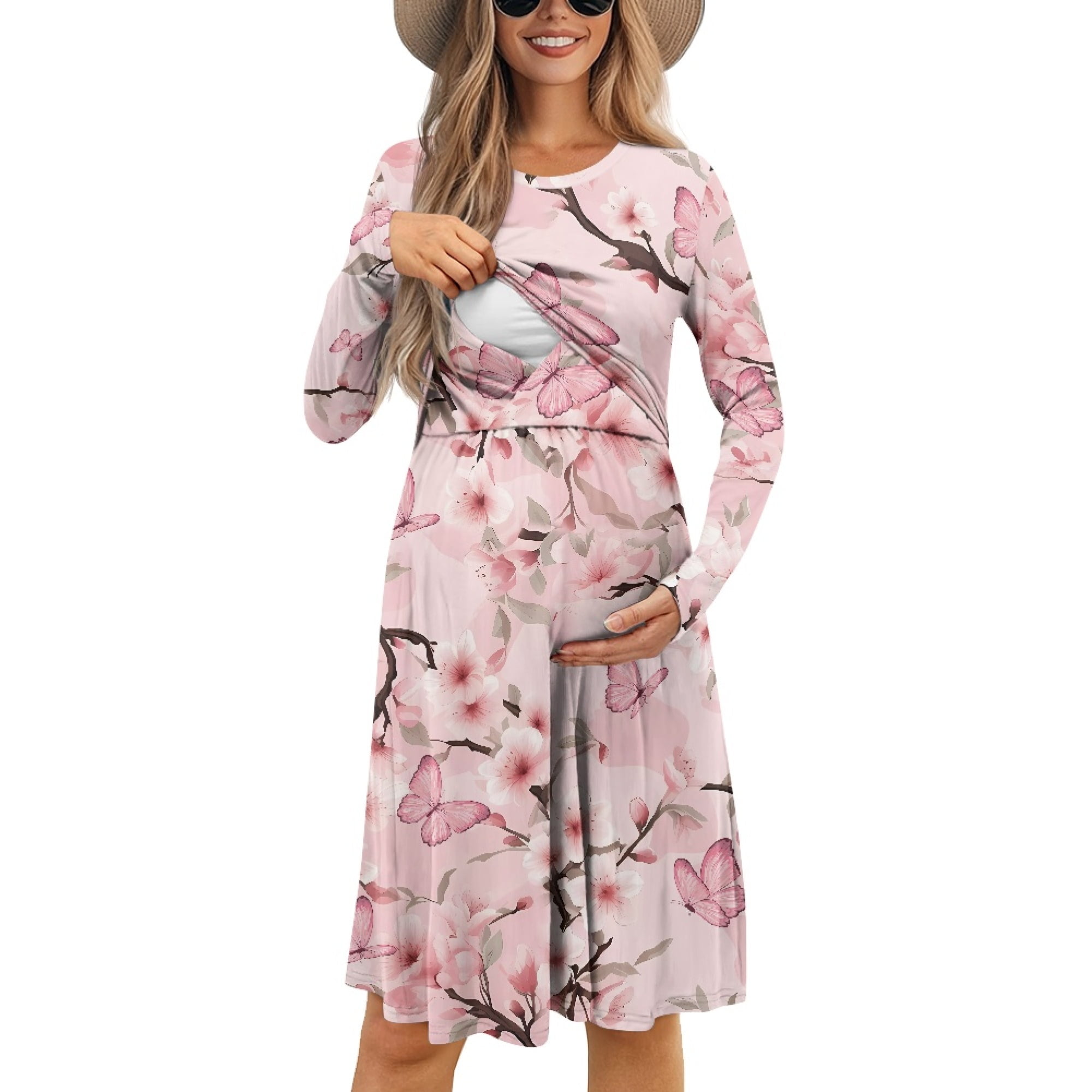 SCRAWLGOD Butterfly Maternity Nursing Dresses for Women Breastfeeding Dress Casual Long Sleeve Pregnancy Clothes for Women Fall Dress Soft Knee Length Dress for Women Size 2XL - Walmart.com SCRAWLGOD Butterfly Maternity Nursing Dresses for Women Breastfeeding Dress Casual Long Sleeve Pregnancy Clothes for Women Fall Dress Soft Knee Length Dress for Women Size 2XL - Walmart.com