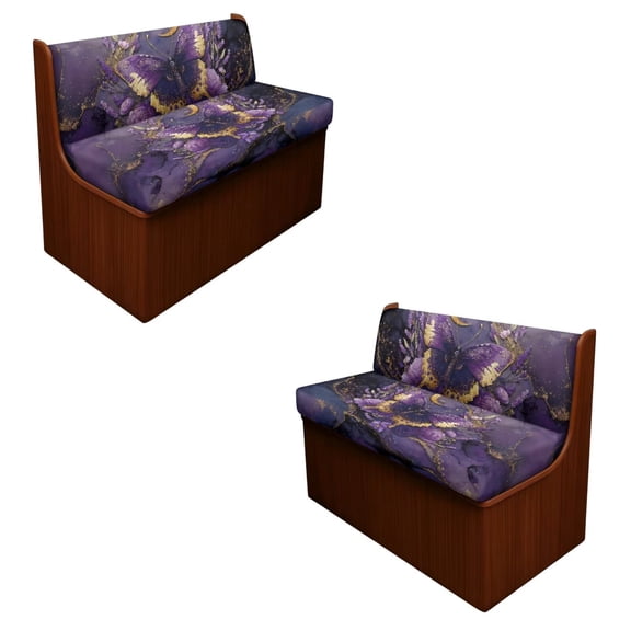 SCRAWLGOD Butterfly Moon Marble Print RV Dinette Cushions Covers Washable 2 Piece Set Camper Car Dinette Cushion Slipcover Stretch Anti Dust RV Couch Cover for Camper Car Bench Seats