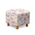 thumbnail image 1 of SCRAWLGOD Butterfly Print Blue Pink Ottoman Slipcover, Foldable Square Slipcover with Elastic Bottom Thick Footstool Protection Universal Fit for Most Footstool Sofa, 1 of 7