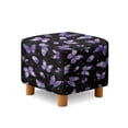 thumbnail image 1 of SCRAWLGOD Butterfly Print Violet Black Ottoman Slipcover, Anti Slip Square Cushion with Elastic Bottom Thick Footstool Protection Universal Fit for Most Footrest Sofa, 1 of 7