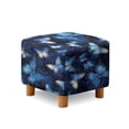 thumbnail image 1 of SCRAWLGOD Butterfly Stars Print Dark Blue Ottoman Slipcover, Stretch Square Ottoman Covers Slipcover Soft Storage Footrest Stool Cover Footstool Protection for Living Room, 1 of 7