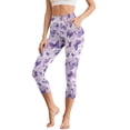 thumbnail image 1 of SCRAWLGOD Butterfly Violet Women's Cozy Capri Leggings with Pockets High Waist Tummy Control Crop Leggings Slim Breathable 3/4 Breathable Athletic Yoga Pants, XS, 1 of 7
