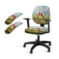 thumbnail image 1 of SCRAWLGOD Cardinal Lily Sky Set of 4 Dustproof Office Chair Slipcover with Arm Protector Crease Resistant Swivel Chair Slipcovers Breathable Rotating Chair Cover, 1 of 7
