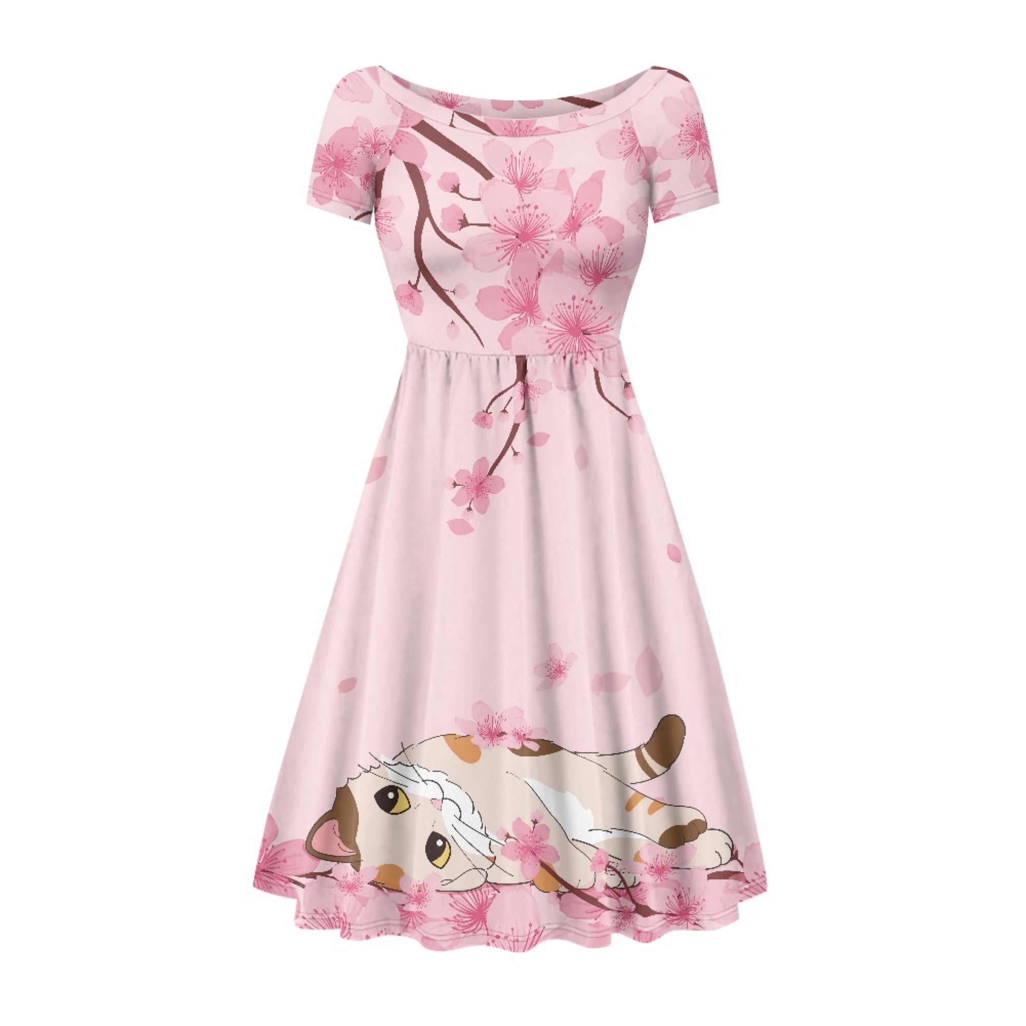 SCRAWLGOD Cat Cherry Blossom Women Casual Summer Dresses Midi Length with Sleeves Comfortable Casual Summer Dress with Short Sleeves Crewneck Size XL for Daily Life - Walmart.com SCRAWLGOD Cat Cherry Blossom Women Casual Summer Dresses Midi Length with Sleeves Comfortable Casual Summer Dress with Short Sleeves Crewneck Size XL for Daily Life - Walmart.com