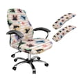 thumbnail image 1 of SCRAWLGOD Cat Paws Stripe Cozy Office Chair Cover with Armrest Protector 3 PCS Crease Resistant Boss Chair Slipcover Washable Breathable High Back Chair Covers, S, 1 of 7