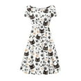 thumbnail image 1 of SCRAWLGOD Cats Fishbone Dresses for Women Summer Casual Dress Midi Length Round Neck Swing Dress for Women Midi Length Breathable High Waist Casual Dress Size 4XL for Traveling, 1 of 7
