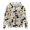 thumbnail image 1 of SCRAWLGOD Cats Pumpkins Hoodie Zip Up Women Light Weight Sweat Shirt Women Long Sleeve Women Oversized Jacket Breathable Womens Activewear Zip Up Size M for Halloween, 1 of 7