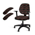 thumbnail image 1 of SCRAWLGOD Cherry Black Computer Chair Cover with Arm Protector 4 Pcs Set Easy to Install Boss Chair Covers Anti-Dust Crease Resistant Rotating Chair Slipcover, 1 of 7