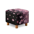 thumbnail image 1 of SCRAWLGOD Cherry Blossom Print Pink Black Ottoman Slipcover, Removable Footstool Decoration Non Slip Rectangular Furniture Protection for Footrest Sofa, 1 of 7