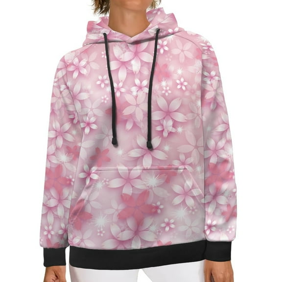 SCRAWLGOD Cherry Blossoms Pull Over Hoodies Women Trendy Clothes Outfits for Women Fall Long Sleeve Womens Hoodies Oversized Breathable Hoodie Women Graphic Size 4XL