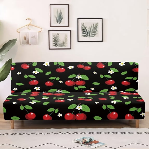 SCRAWLGOD Cherry Floral Print Couch Slipcover Stretch 1 Piece Sofa Protector Couch Cover Washable Anti Scratch Sofa Cover Without Armrest for Pets