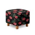 thumbnail image 1 of SCRAWLGOD Cherry Leaf Print Black Square Ottoman Slipcover, Removable Washable Footrest Stool Cover Foldable Storage Furniture Protector Elastic Ottoman Cover for Pets, 1 of 7