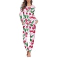 thumbnail image 1 of SCRAWLGOD Cherry Women's Pajamas Long Sleeve Pjs for Women Lounge Set Fall Clothing Crewneck Women Nightwear Pajama Sets Size XL Elastic 2 Pj Sets for Woman, 1 of 6