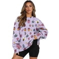 thumbnail image 1 of SCRAWLGOD Christmas Day Crewneck Fall Sweatshirts for Women Trendy Women's Long Sleeve Pullover Tops with Pockets Fashion for Daily Wear, Spots, Office, Holly Poinsettia Sock Bee Print Violet, S, 1 of 7
