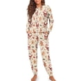 thumbnail image 1 of SCRAWLGOD Christmas Pajama Set for Women Long Sleeve Soft 2 Piece Women's Pjs Set Pullover Lounge Sleepwear Fall Crewneck Loungewear Comfy Top and Pants, Santa Claus Gingerbread Man Print, XXL, 1 of 7