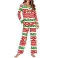 thumbnail image 1 of SCRAWLGOD Christmas Pajamas for Women Long Sleeve Button Pjs Women Fall Trendy Clothes V-Neck Two Piece Loungewear Size 2XL Comfortable Women Jogger Pj, 1 of 7