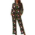 thumbnail image 1 of SCRAWLGOD Christmas Pajamas for Women Long Sleeve Button Up Pjs Women Fall Trendy Clothes Size 4XL V Neck 2 Pj Sets for Woman Lightweight Womens Pajama Lounge, 1 of 7