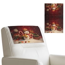 SCRAWLGOD Christmas Snowman Bell Ornament Ball Cane Red 1 Piece Sofa Headrest Covers Waterproof Recliner Headrest Protector Washable Couch Head Rest Covers for Living Room Decoration 17x27 in
