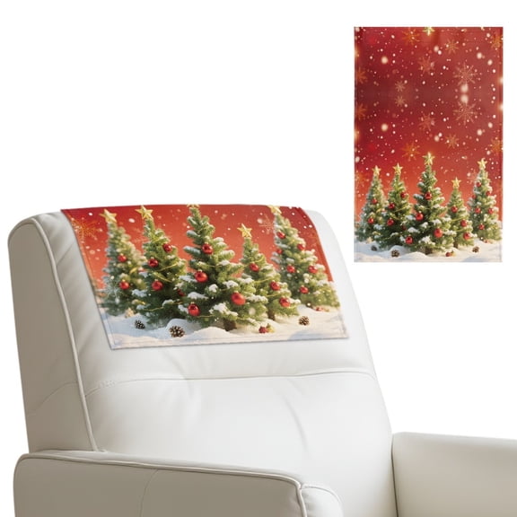 SCRAWLGOD Christmas Tree Ornament Ball Snowflake Print 1 Piece Head Rest Cover for Recliner 17x27 in Recliner Headrest Protector Waterproof PU Leather Couch Chair Head Protector for Sofa