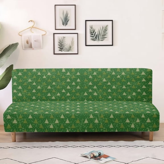 SCRAWLGOD Christmas Tree Snowflake Print Sofa Cover Without Armrest Heavy Duty Washable Furniture Protector Leakproof Couch Slipcover with Elastic Bottom for Kids