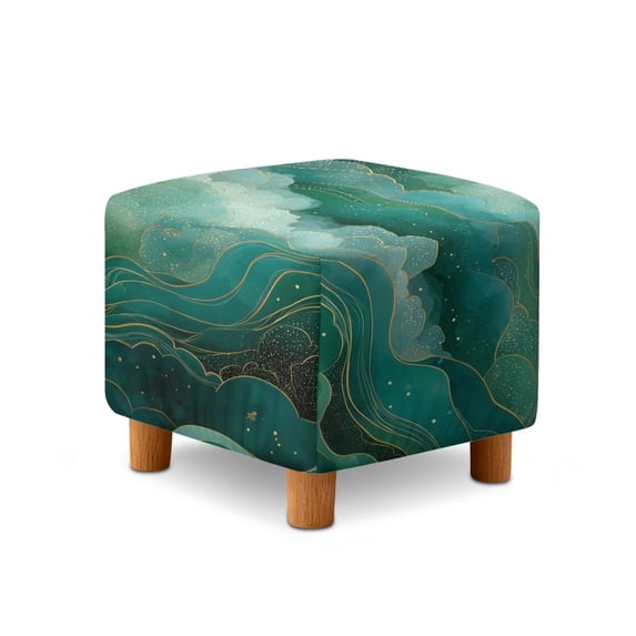 SCRAWLGOD Cloud Print Teal Ottoman Cover Square, Washable Small Ottoman Cover - Stretch Ottomans Slipcover, with Elastic Band, Soft for Storage Stools