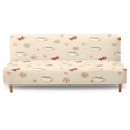 thumbnail image 1 of SCRAWLGOD Coffee Bow Candy Print Beige Stretch Futon Slipcover Armless Sofa Cover Futon Mattress Covers Without Armrests Soft Sofa Bed Protector Covers with Elastic Bottom, 1 of 7
