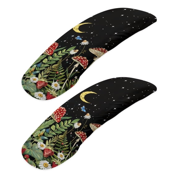 SCRAWLGOD Comfortable Office Chair Arm Covers 2 PCS Easy to Remove Desk Chair Arm Rest Protector Washable Universal Desk Chair Armrest Slipcover, Mushroom Daisy Leaf Moon Butterfly