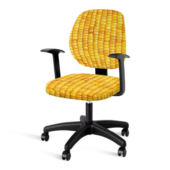 SCRAWLGOD Corn Kernel Yellow 2 Pieces Chair Covers for Office Desk Chairs Elastic Stain Resistant Desk Chair Seat Protector Removable Dustproof Boss Chair Covers