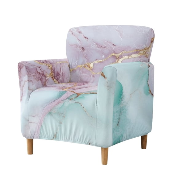SCRAWLGOD Couch Cover Non Slip Sofa Slipcover Stretch Furniture Protector Spandex Armchair Cover for Kids, Pets, Washable, Pink Green Marble