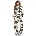 thumbnail image 1 of SCRAWLGOD Cow Print Beige Brown Lounge Sets for Women Turtleneck Pullover Sweatshirt Wide Leg Sweatpants Trendy 2 Piece Outfits Casual Sweatsuit Comfy Tracksuit, S, 1 of 7