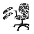 thumbnail image 1 of SCRAWLGOD Cow Print Black White Non-Slip Computer Chair Slipcover with Armrest Protector Cozy Rotating Chair Cover Scratch Resistant High Back Chair Covers, 4 Pieces Set, 1 of 7