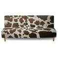 thumbnail image 1 of SCRAWLGOD Cow Print Brown Beige Armless Futon Cover Soft Sofa Cover Washable Futon Mattress Covers Dustproof Couch Slipcover Furniture Protector with Elastic Bottom, 1 of 7