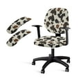 thumbnail image 1 of SCRAWLGOD Cow Print Brown Beige Set of 4 Non-Slip Computer Chair Slipcover with Arm Rest Slipcovers Dustproof Desk Chair Cover Crease Resistant Swivel Chair Protector, 1 of 7