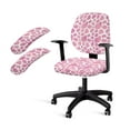 thumbnail image 1 of SCRAWLGOD Cow Print Pink Cozy Office Chair Slipcover with Armrest Protector Stretchable Gaming Chair Cover Anti-Dust Washable Desk Chair Covers, Set of 4, 1 of 7